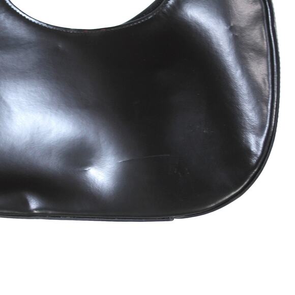 Anine Bing Luna Soft Smooth Black Leather Shoulder Handbag Gold Logo Croissant - Picture 7 of 8